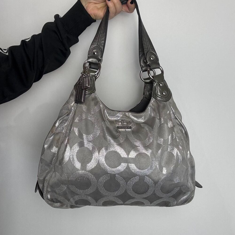 Coach Women's Grey and Silver Bag